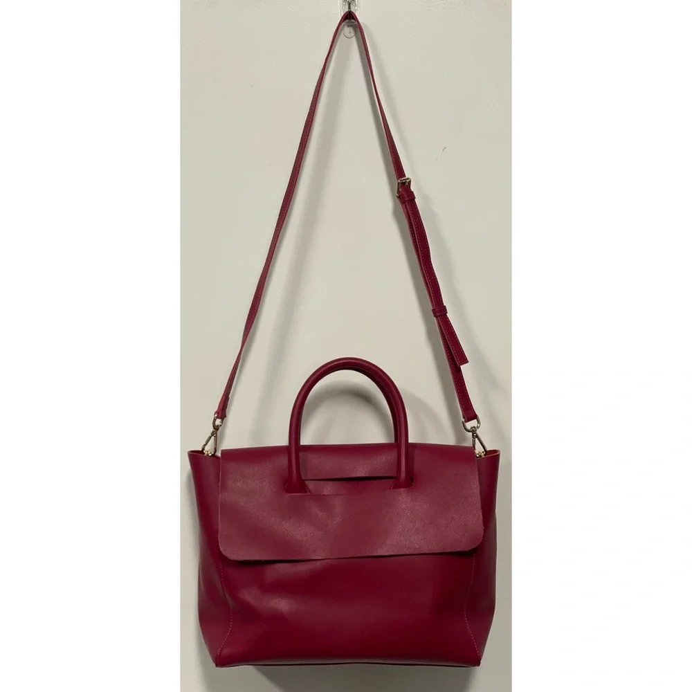 Faux Leather Tote Handbag Pink